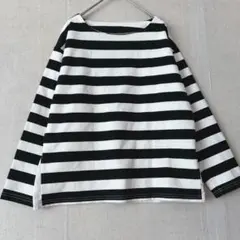 ボーダーカットソー 七分袖 M 白黒 定番 着回し 春トップス