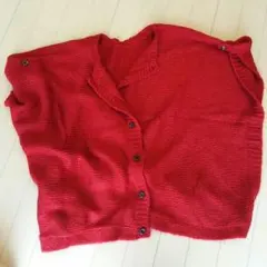 赤のポンチョ、マジェスティックレゴンのTシャツ、adidasパンツトータルコーデ