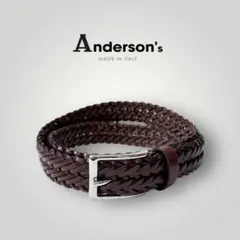 ［未使用級］　Anderson's レザーメッシュベルト ブラウン 108cmのサムネイル