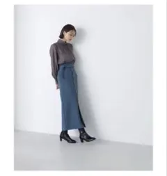 0176 NBB メタルポイントラップナロースカート　ブルーグリーン