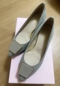 【美品】LE TALON クリアオーナメントパンプス 21cm グレー