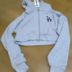MLB LA ドジャース クロップド丈 ジップパーカー グレー Mのサムネイル