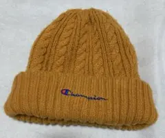 Champion ケーブル編み ニット帽 マスタード　オレンジ