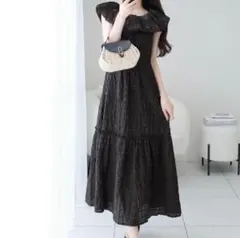 【mily bilet】 2WAYシアーエンボスワンピースブラック