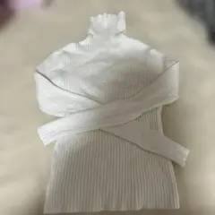 タートルネックリブニットトップス[k8534v]白グレイルGRL タートルネック