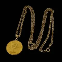 ✨ヴィンテージ✨1975 香港1ドル コイン ロングネックレス エリザベス✨