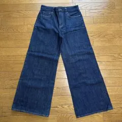 GU ワイドレッグデニムパンツ ダークブルー