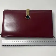 ヴィンテージ クラッチバッグ レッド ゴールドチェーン 本革風 2WAY