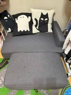 IKEA ダークグレー 3人掛けソファ ワッフル生地 - メルカリ