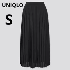美品 UNIQLO ブラック S シフォン プリーツ ロングスカート
