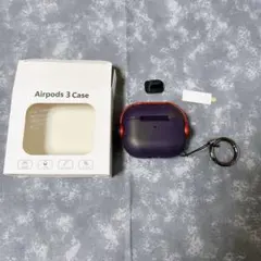 AirPods第3世代ケース ワインレッド TPU カラビナ付 全面保護