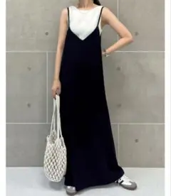 Re:EDIT ジョーゼットポンチフレアキャミワンピース ブラックLサイズ