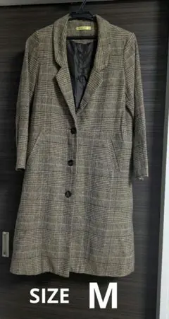 チェック柄 ロングコート グレンチェック チェスターコート ブラウン系