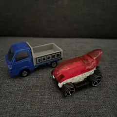 トミカ ホットウィール青トラック 赤スポーツカー