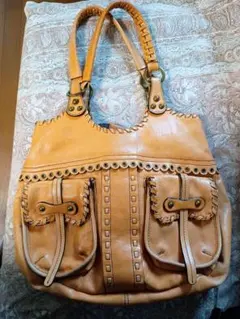 SAZABY　ナチュラルカラーのレザーバック　肩掛け手もち可