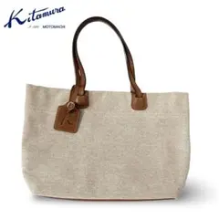 Kitamura キタムラ キャンバス×レザー ミニトートバッグ チャーム付き