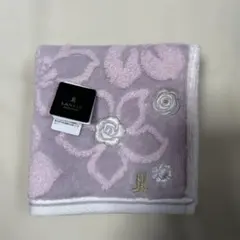 LANVIN 花柄 タオルハンカチ 薄紫色