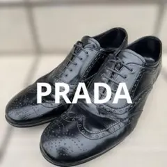 PRADA ブラック ドレスシューズ ウィングチップ25.5センチ