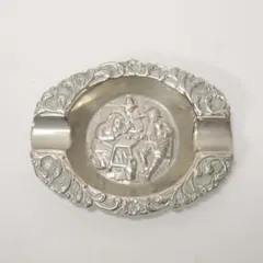 ヴィンテージ イングリッシュピューター アシュトレイ トレイ エンボス装飾