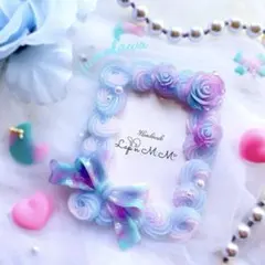 水色 ピンク クリア ホイップデコ 硬質トレカケース ラメ リボン ゆめかわ