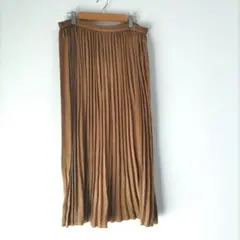 〈グローバルワーク〉プリーツスカート　ロング　茶色系　М