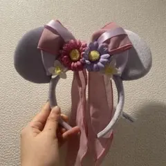 ラプンツェルカチューシャ　紫　ウエディングカチューシャ　花