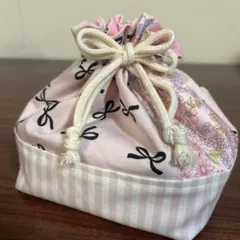 リボン　花柄　子供用　お弁当袋
