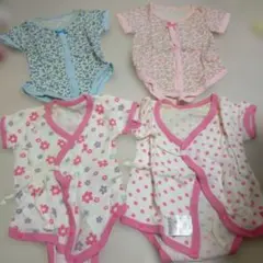 花柄・ドット柄ロンパース4点セット