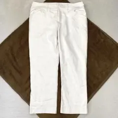 カジュアルパンツ ホワイト M相当 シンプル オフィス ストレッチ ストレート