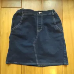 GU デニム風スカート 150 ストレッチ素材 裏起毛 秋冬