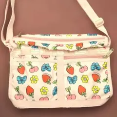 レスポートサック　フルーツ・お花・リボン柄　ショルダーバッグ　ピンク