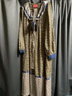 Somari♪ベルトあり♪花柄ロングワンピース♪セーラー襟♪