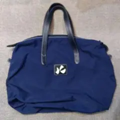 キタムラ　ネイビー ボストンバッグ レザー持ち手