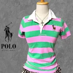 POLO ラルフローレン ポロシャツ 半袖 ビックポニー　ストライプ