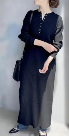 美品⁑スピックアンドスパン　カシミヤ混　フーディニットロングワンピース　ネイビー Spick & Span（スピックアンドスパン）の「フーテッド ニット