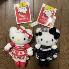 ハローキティ展 マスコットキーホルダー モノトーンドレス いちごドレス
