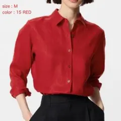 ◼︎ユニクロ◼︎プレミアムリネンシャツ RED Mサイズ