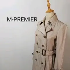 TC36エムプルミエブラックトレンチコートスプリングコートロングベージュ無地春秋