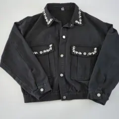 ☺︎パール装飾付きブラックデニムジャケット