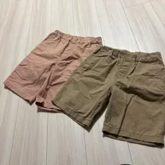 【UNIQLO ハーフパンツ】140 130 ベージュ　ピンク