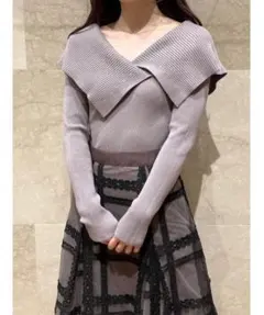 SNIDEL オフショルリブニットプルオーバー