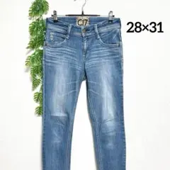 C-セブンティーン・スキニーデニム ライトブルー フェード加工 28×31