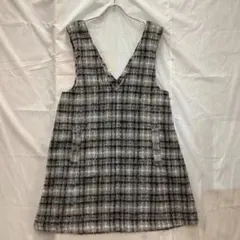 VIS ビス シャギーVネックミニ丈ジャンパースカート サイズF グレー系のサムネイル