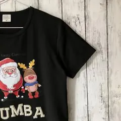 【激レア】ズンバ サンタ トナカイ ビジュー クリスマスストレッチTシャツ 黒Mのサムネイル