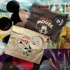3COINS ミッキ ミニー 巾着 100周年