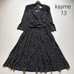 ✨美品✨kay me ケイミー ロングマリリンワンピース 黒地にドット柄