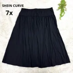 SHEIN CURVE◆フレアスカート ストレッチ素材(7x)黒　大きいサイズ