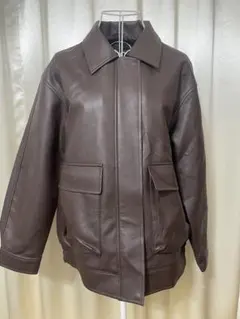 GU フェイクレザージャケット　ブラウン