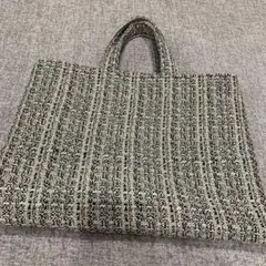 ツイード　トートバッグ　サブバッグ　セレモニーバッグ　ブラック　シルバー
