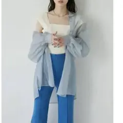 MURUA シアーシャツ ライトブルー